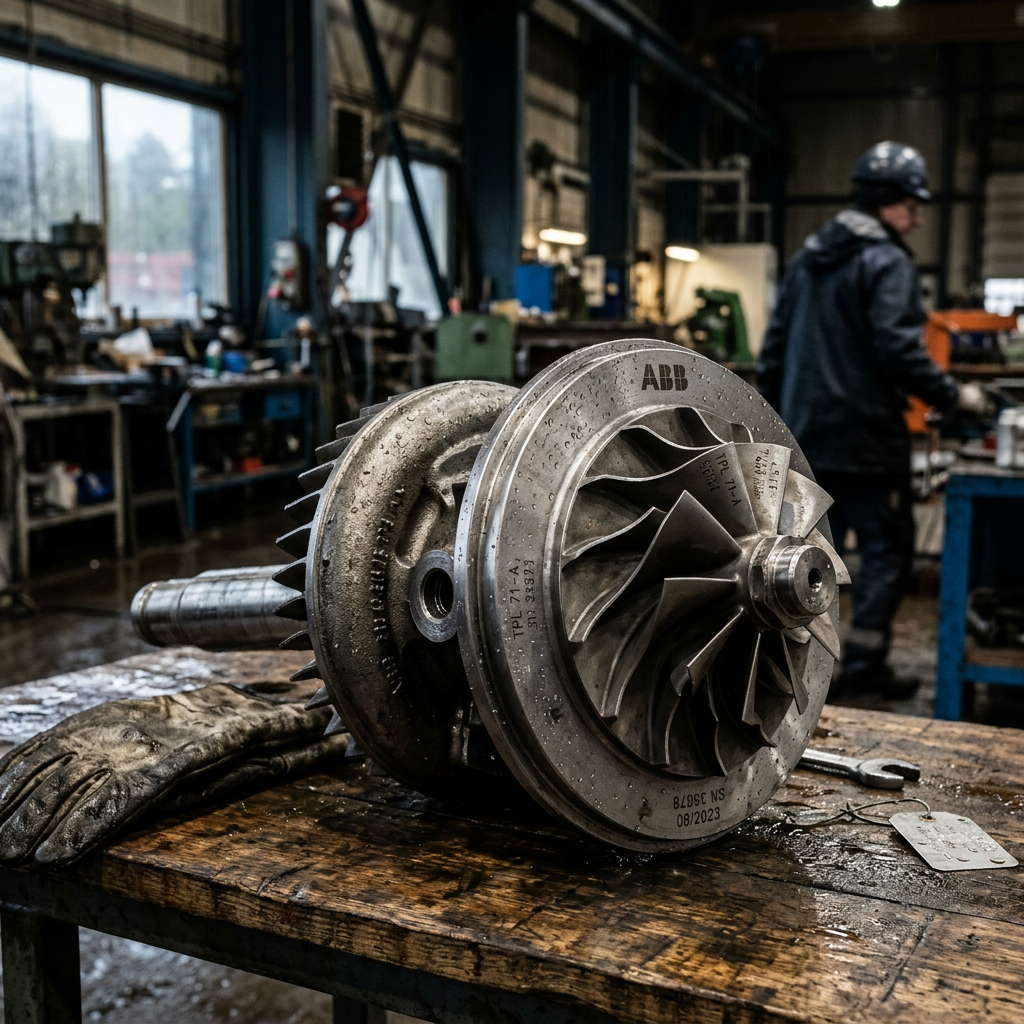 ABB marine turbocharger spare parts — industrial turbocharger components closeup