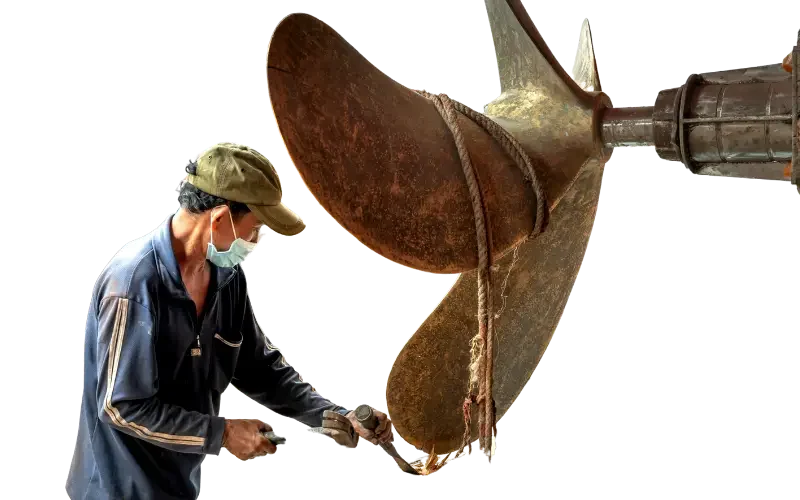 Engineer working on propeller