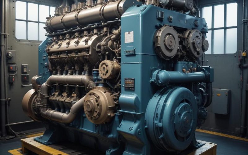 Daihatsu marine auxiliary diesel engine inside ship engine room